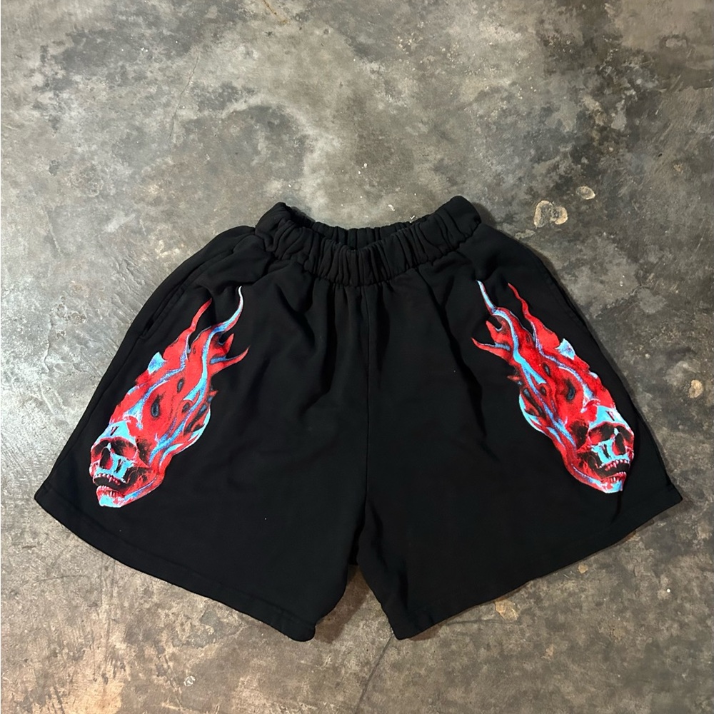 VLONE Skully Red Flames Cotton Shorts Small